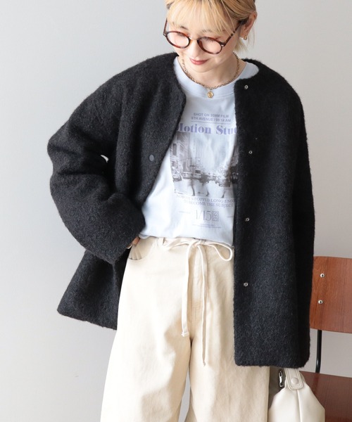 IENA（イエナ） ノーカラーコート 36 グレー レディース : ZOZOTOWN