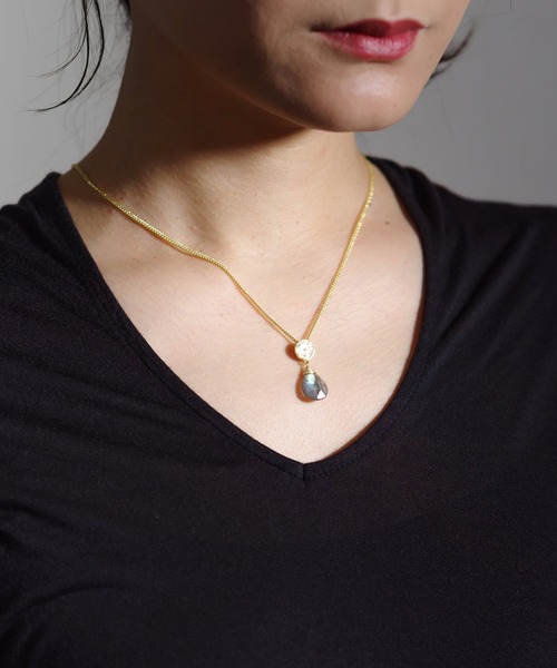 AZUNI ネックレス 18金プレート ドロップネックレス レディース