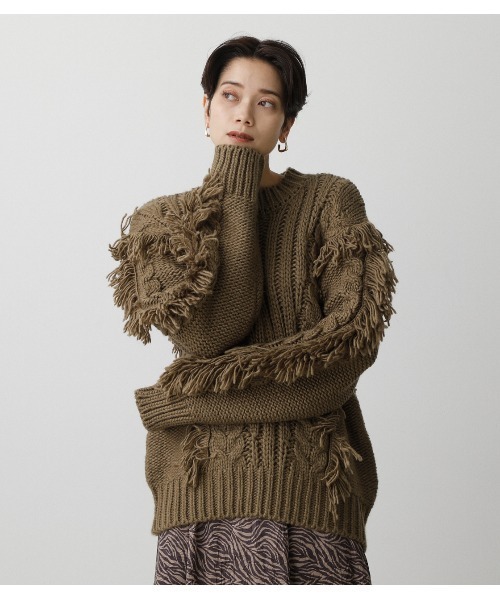 AZUL BY MOUSSY（アズールバイマウジー） ニット FRINGE CABLE KNIT
