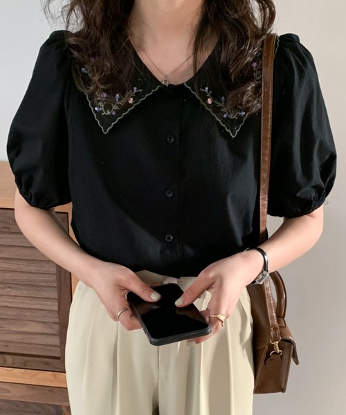 CHIC STYLE ブラウス シャツ パフスリーブギャザーブラウス