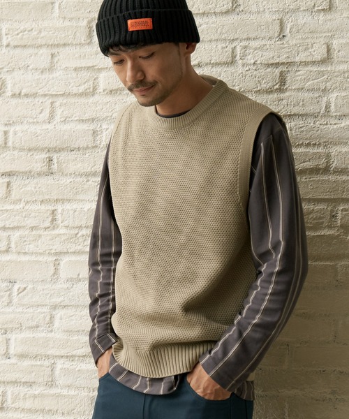 ikka ベスト ジレ ハイストレッチニットベスト メンズ