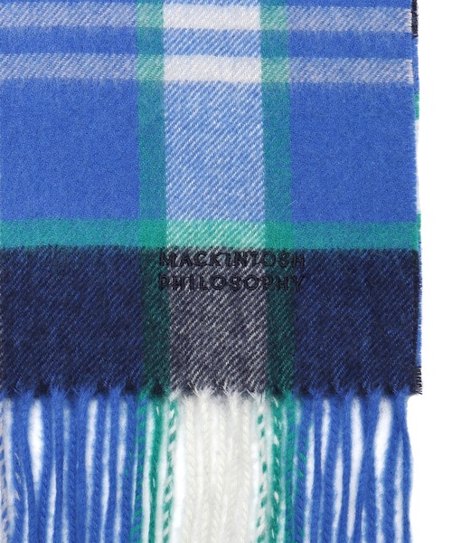 マッキントッシュフィロソフィー　カシミヤ100％　大判ストール　ブルー他チェック MACKINTOSH PHILOSOPHY（マッキントッシュフィロソフィー） マフラー