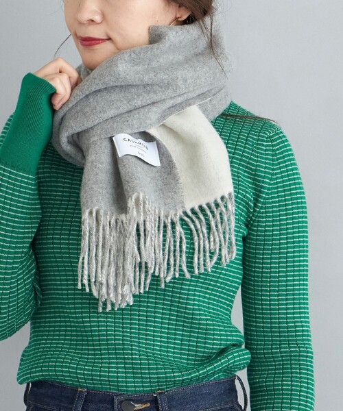 SHIPS マフラー ソリッドカシミヤリバーシブルマフラー 22FW