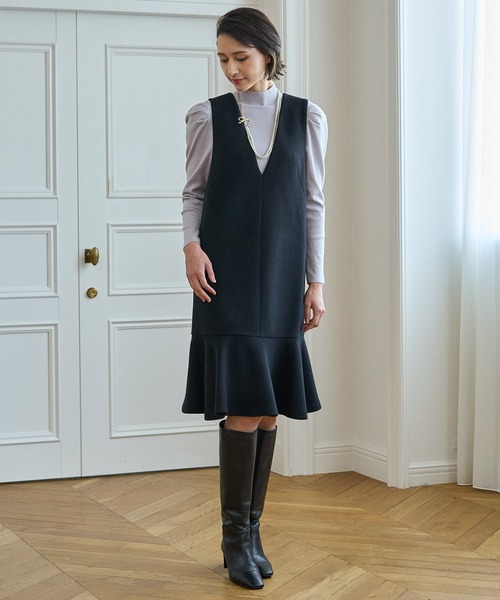 ANAYI ジャンパースカート ラッフルヘムジャンパースカート