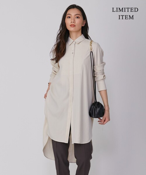 ブラウス シャツ 「WEB限定」 アセテートレーヨン ロングシャツ レディース