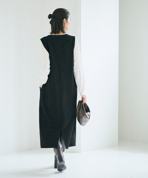 ジャンパースカート エンボス加工Vネックワンピース | coca | 20