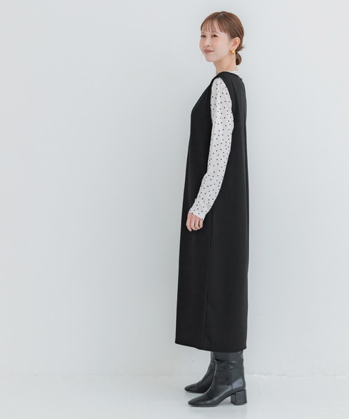 ジャンパースカート エンボス加工Vネックワンピース | coca | 11