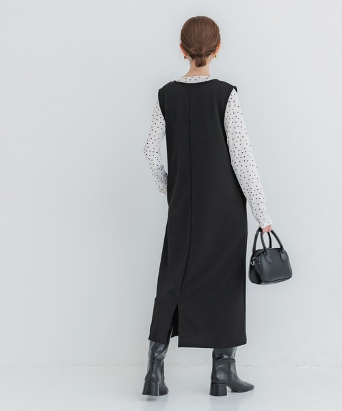 ジャンパースカート エンボス加工Vネックワンピース | coca | 13