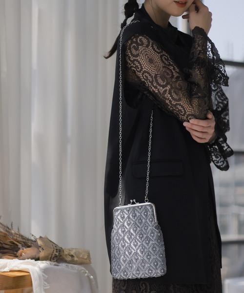 atlo がま口ショルダーバッグ 結婚式 atlo ショルダーバッグ バッグ ビーズ刺繍がま口ショルダー