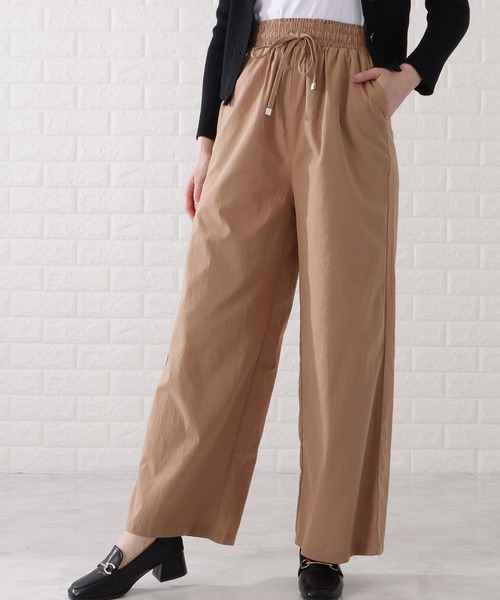 DES PRÉS クリーム色 フレアパンツ Lace Ladies パンツ コットン100パーセントイージーフレアパンツ