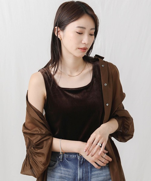 cloche レディース タンクトップ ベロアカップインタンクトップ