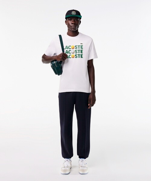 【LACOSTE】Performance フロント グラフィックプリント Tシャツ LACOSTE tシャツ ボールグラフィックプリントTシャツ メンズ