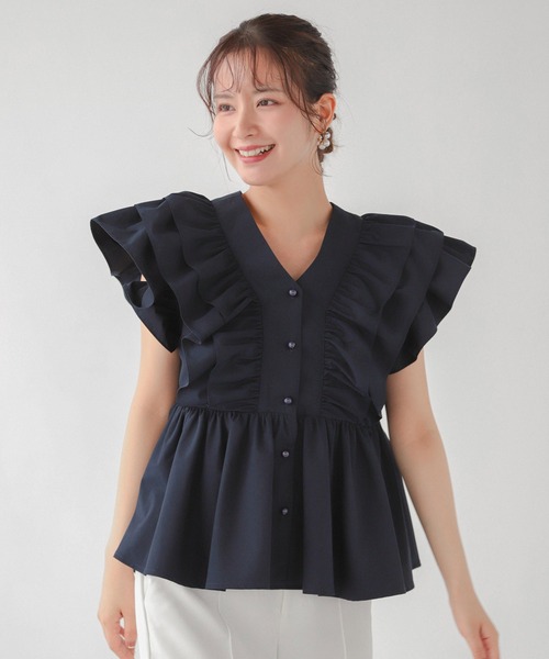 ブラウス シャツ 「ZOZO限定」Vネックペプラムブラウス レディース Fit more ブラウス シャツ 「ZOZOTOWN限定カラー」Vネック