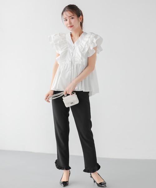 ブラウス シャツ 「ZOZO限定」Vネックペプラムブラウス レディース Fit more ブラウス シャツ 「ZOZOTOWN限定カラー」Vネック