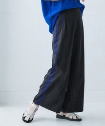 Soiunique パンツ サイドライン総柄ジャガードストレートパンツ