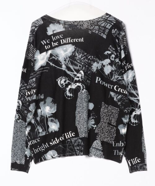 ニットセーター、テキストと花 Desigual ニット セーター ニットセーター、テキストと花