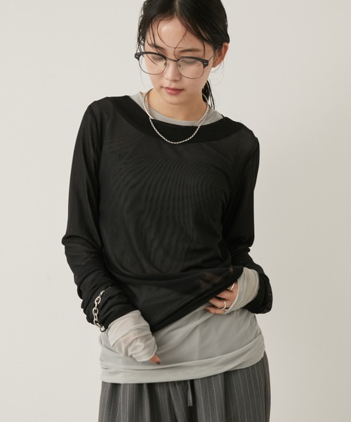 tシャツ シアーレイヤードトップス レディース | Aunt Marie's | 22