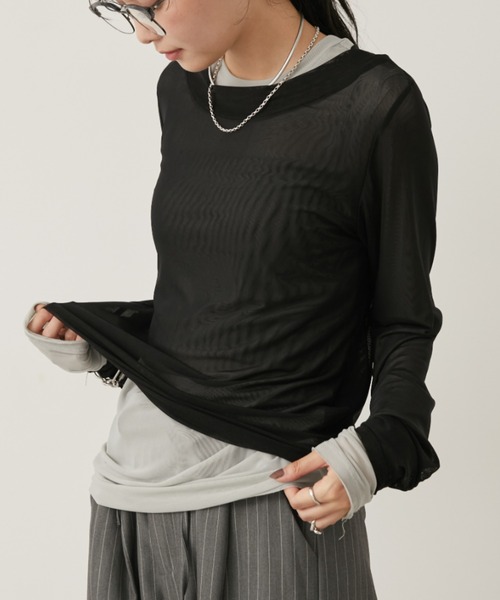 tシャツ シアーレイヤードトップス レディース | Aunt Marie's | 23