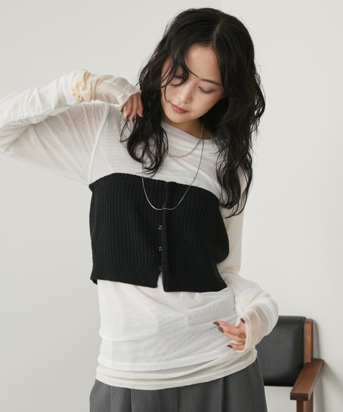 tシャツ シアーレイヤードトップス レディース | Aunt Marie's | 17