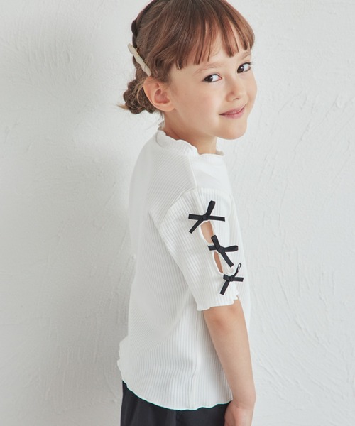 tシャツ Tシャツ リブ 袖リボン 半袖 Tシャツ キッズ : 84636901 