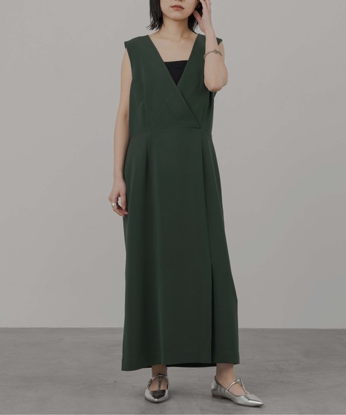 ロング ドレスワンピース S〜2XL Vネック 1chaku. マルチサイズ ドレス Vネックロングワンピース