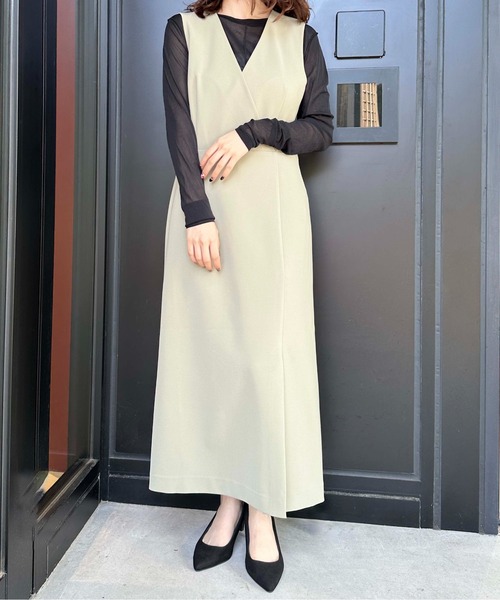 5Color Vネック 長袖 ワンピース ドレス ドレス Vネックロングワンピース : ZOZOTOWN Yahoo!店 - 通販