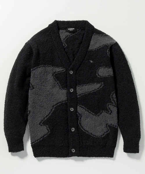 定価7.1万円　1piu1uguale3 カーディガン　黒グレー　カモ柄 1PIU1UGUALE3 RELAX ウノピゥウノウグァーレトレ リラックス カモ柄