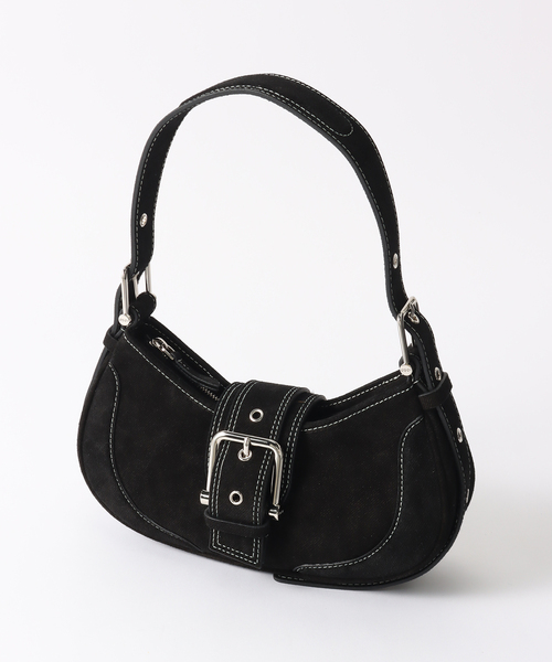 美品 osoi 黒色のショルダーバッグ ショルダーバッグ バッグ 「OSOI」SHOULDER BROCLEMINI レディース