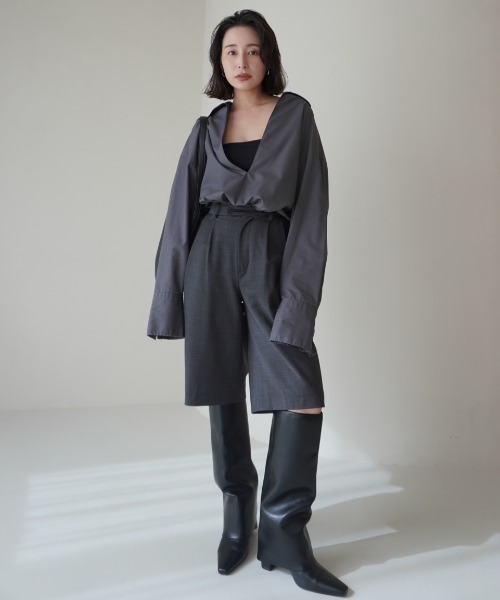 CREDONA SKIPPER SHIRT スキッパーシャツ グレーシャツ THE C】 SKIPPER SHIRT/スキッパーシャツ（シャツ/ブラウス