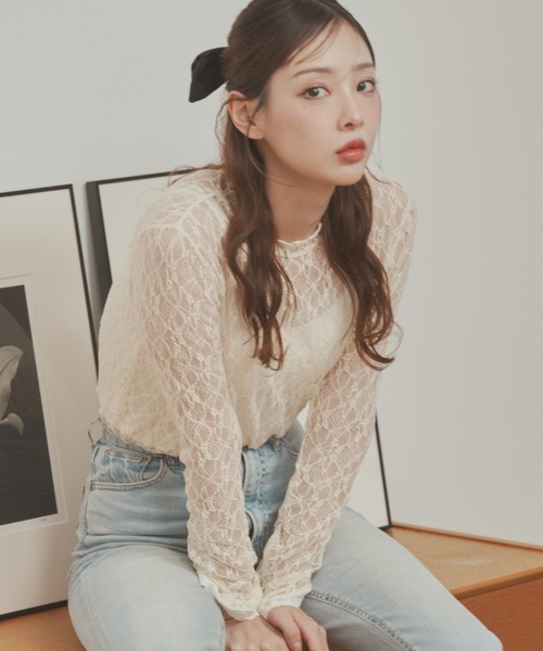 Lallana（ララーナ） tシャツ 配色レーストップス レディース