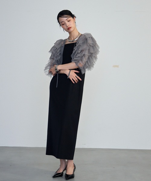 コムデギャルソンワンピース　　　　　　　　　　　チュールとポリエステル組合せ COMME des GARCONS（コムデギャルソン） コットンギャザー切替ドレープ