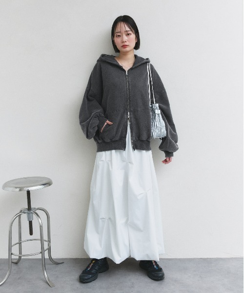 【美品】SLY 店舗限定　ウォッシュ加工ダブルジップパーカー　ネイビー SLY | SHAGGY MIX ZIP UP KNIT トップス (ニット ) |SHEL'TTER