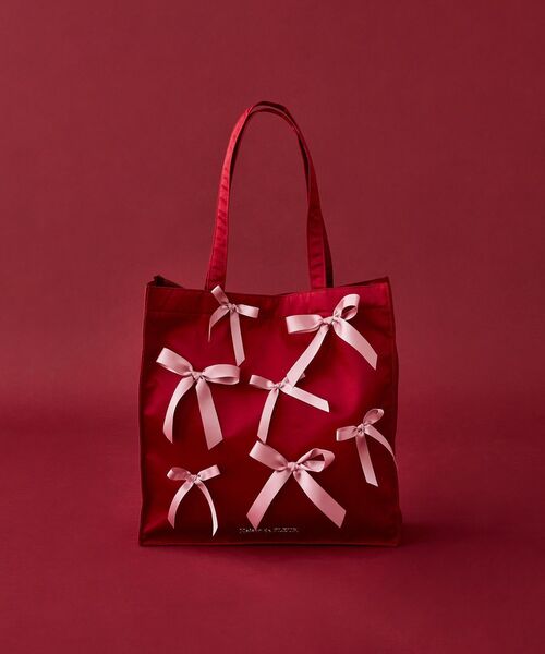 Maison de FLEUR トートバッグ リボンサテンスクエアトート