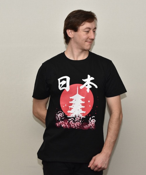 JIN+（ジンプラス） tシャツ 日の丸と塔 JINプラス半袖Tシャツ メンズ