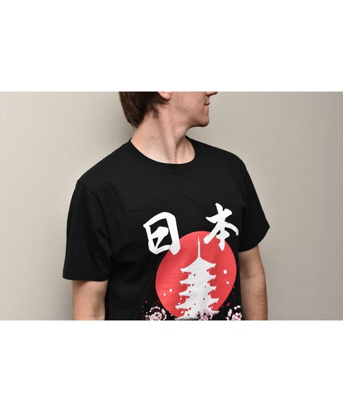 JIN+（ジンプラス） tシャツ 日の丸と塔 JINプラス半袖Tシャツ メンズ