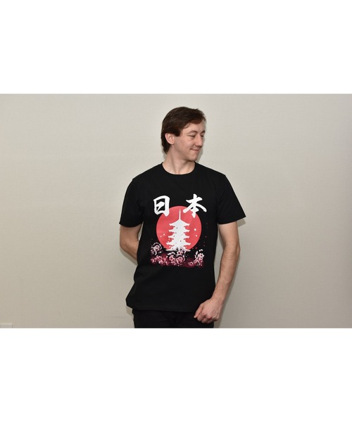 JIN+（ジンプラス） tシャツ 日の丸と塔 JINプラス半袖Tシャツ メンズ