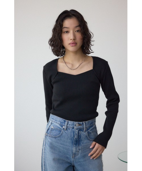 AZUL BY MOUSSY（アズールバイマウジー） tシャツ ダイヤネック長袖