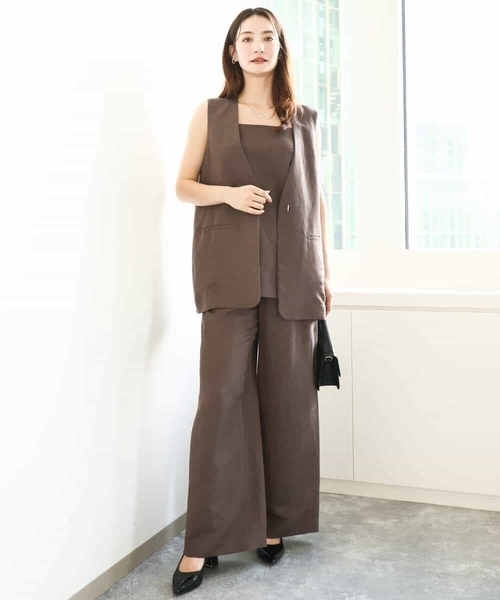 ベスト ジレ リネン混Vネックブラウス レディース MK MICHEL KLEIN ベスト ジレ リネン混Vネックジレ/洗える