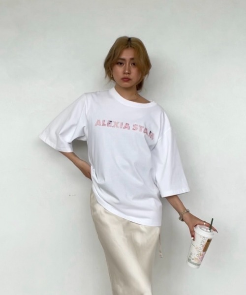ALEXIA STAM（アリシアスタン） tシャツ 半袖 Floral Logo Tee