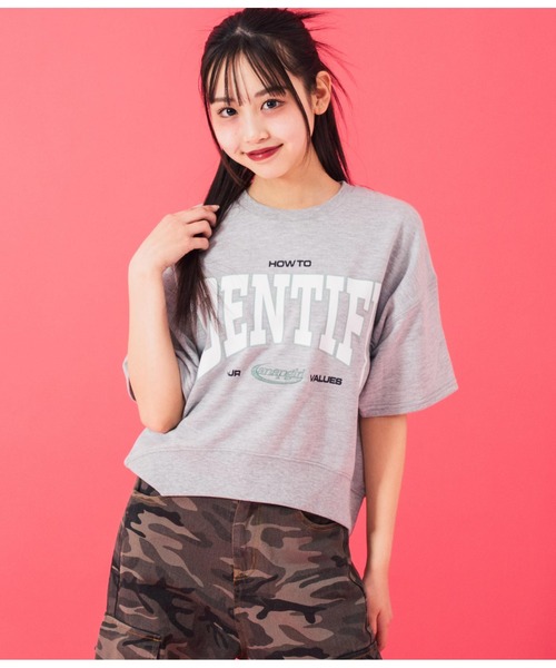 ANAP GiRL tシャツ カレッジプリント ミニ裏 クロップド Tシャツ 