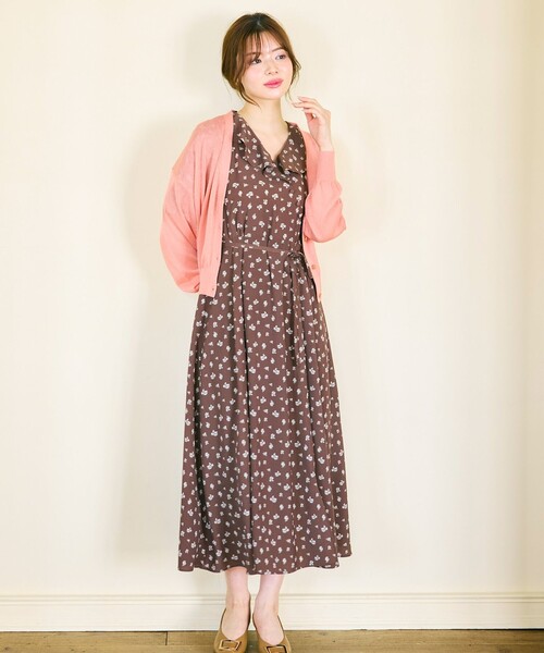 Feroux（フェルゥ） ワンピース カシュクールデザイン 小花プリント