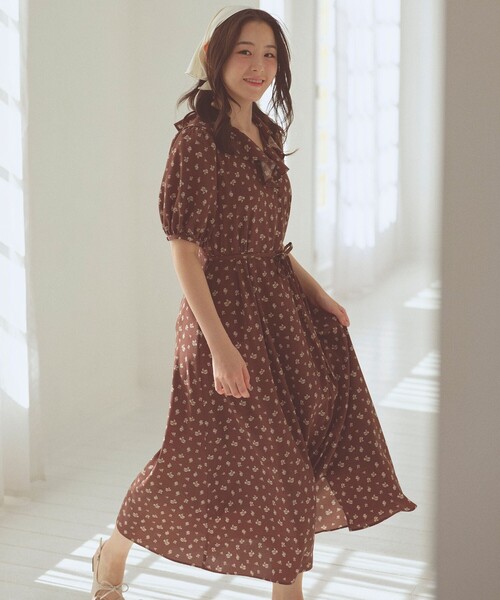 Feroux（フェルゥ） ワンピース カシュクールデザイン 小花プリント
