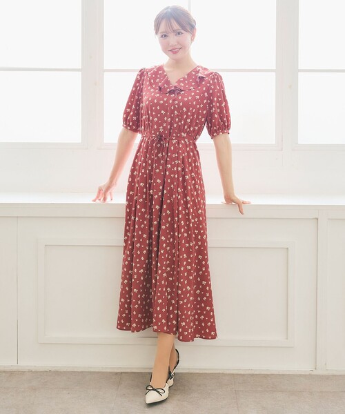 ストロベリーフィールズ 小花プリントワンピース ストロベリーフィールズ STRAWBERRY FIELDS 小花プリントワンピース