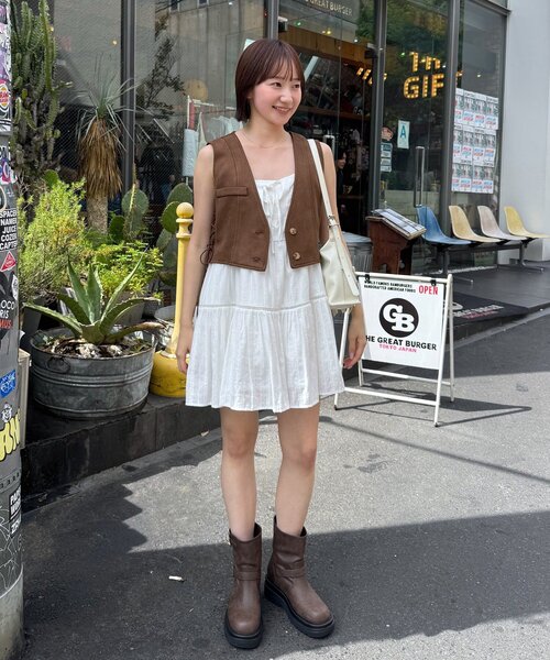 M-LINE ワンピース 「mline」コットンレースキャミワンピース