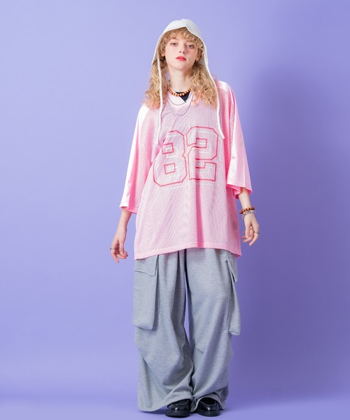 カーゴパンツ a.p.o.v. スーパーワイドドレープニープリーツスウェット