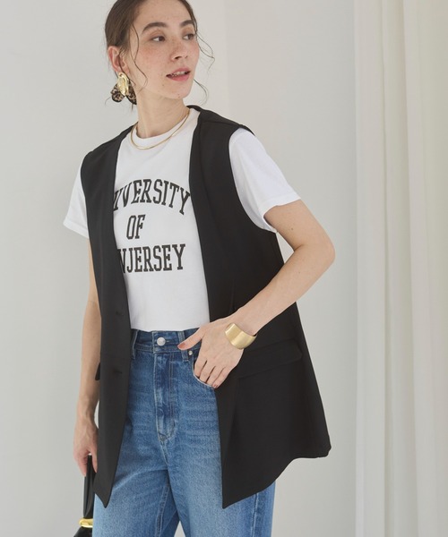 未使用品♪ cen. パイピング　リネンライク　ベスト　ジレ ITEMS URBANRESEARCH ベスト ジレ リネンライクジレ レディース