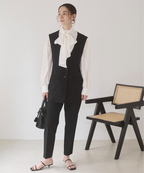 【cen.】パイピング・リネンライク・ベストジレ ITEMS URBANRESEARCH ベスト ジレ リネンライクジレ レディース