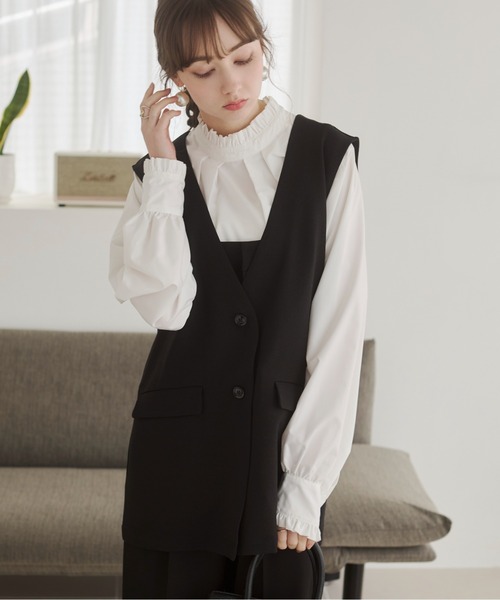 ベスト/ジレ Bibiy.  ANGIE SLEEVELESS JACKET ANGIE ベスト ジレ ノーカラー ベスト / ジレ / オフィスカジュアル