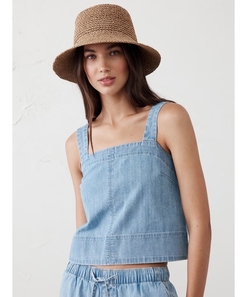 ブラウス シャツ BANANA REPUBLIC FACTORY STORE　　デニム トップステッチ タンク レディース