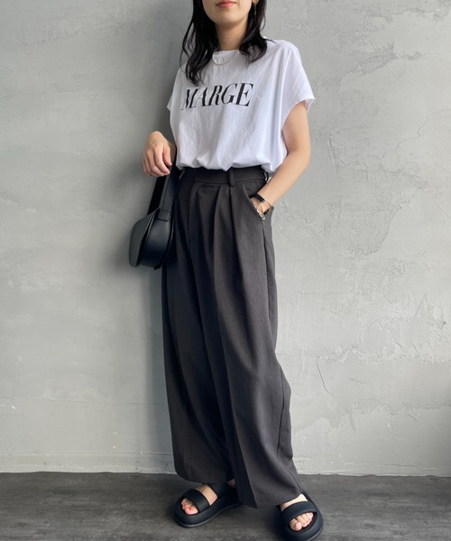tシャツ 「MICA＆DEAL/マイカアンドディール」 別注 MARGE フレンチスリーブ ロゴプリントTシャツ レディース MICA&DEAL tシャツ 「MICA＆DEAL/マイカアンドディール」 別注